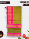 Traditional Grace: Kalyani Cotton Sarees for All Occasions (Pink with green)