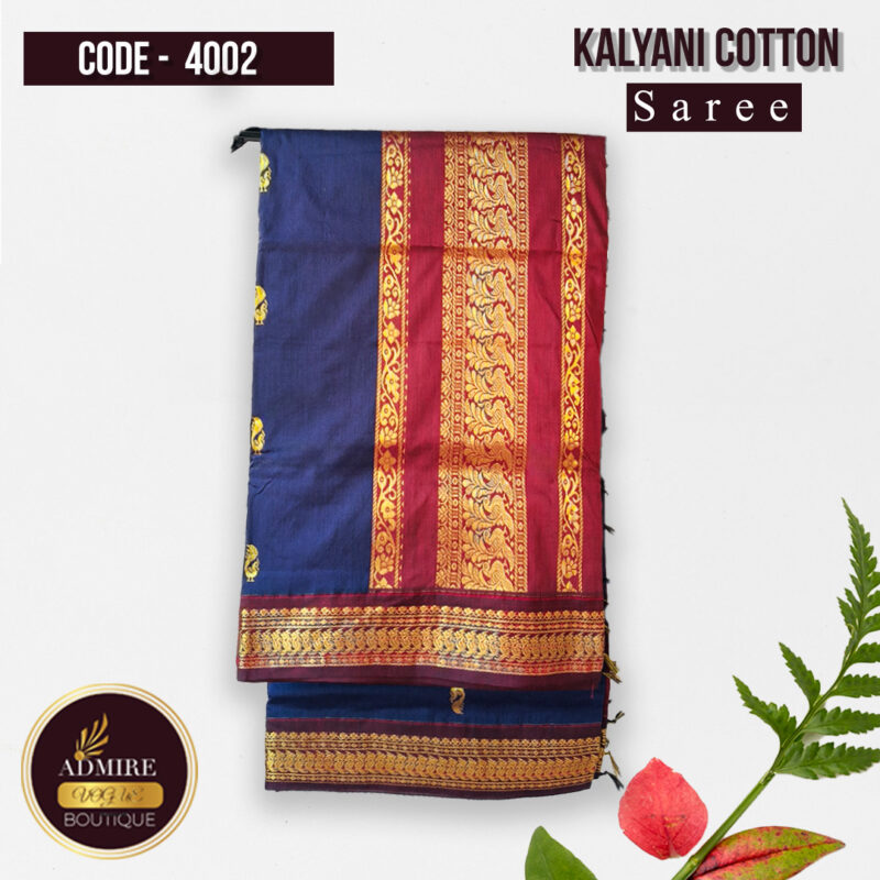 Traditional Grace: Kalyani Cotton Sarees for All Occasions ( Dark Blue )